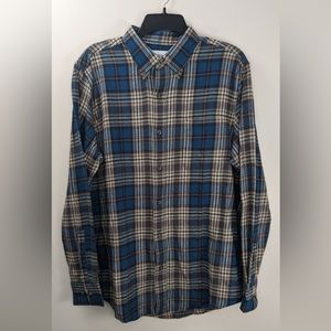 Saddlebred Classic Fit Blue Plaid Flannel Button-up Shirt Sz M